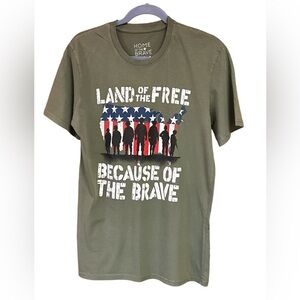 Home Of The Brave Graphic Land of the Free Because of the Brave Green T-Shirt M